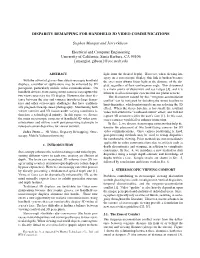 Disparity Remapping for Handheld 3D Video Communications