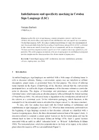 Indefiniteness and Specificity Marking in Catalan Sign Language (LSC)