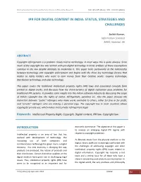 Ipr for Digital Content in India: Status, Strategies and Challenges