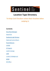 Location Type Directory to Help Card Checkers Select Their Location When Swiping In