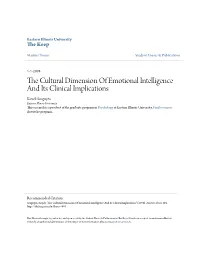 The Cultural Dimension of Emotional Intelligence and Its Clinical Implications