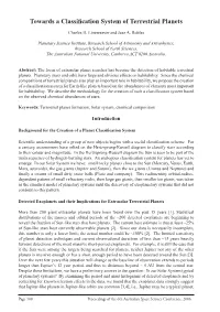 Towards a Classification System of Terrestrial Planets