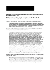Cameroon – Researched and Compiled by the Refugee Documentation Centre of Ireland on 4 March 2011