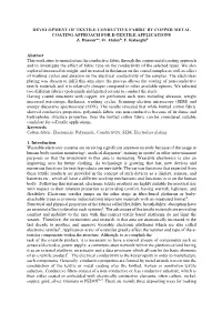 Development of Textile Conductive Fabric by Copper Metal Coating Approach for E-Textile Applications Z