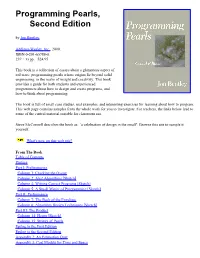 Programming Pearls, Second Edition by Jon Bentley