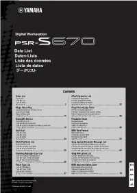 PSR-S670 Data List Voice List / Voice-Liste / Liste Des Voix / Lista De Voces / ボイスリスト