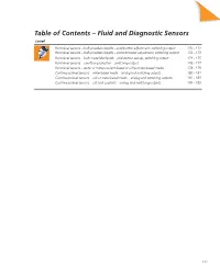 Table of Contents – Fluid and Diagnostic Sensors Level