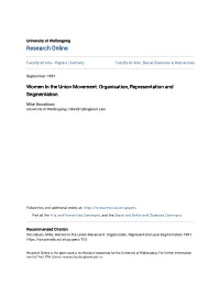Women in the Union Movement: Organisation, Representation and Segmentation
