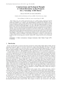 Constructivism and Ecological Thought: a Critical Discussion on the Prospects for a ‘Greening’ of IR Theory