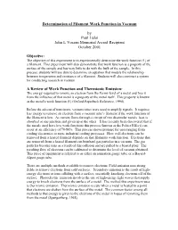 Determination of Filament Work Function in Vacuum by Paul Lulai