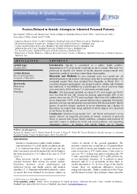 Factors Related in Suicide Attempts in Admitted Poisoned Patients