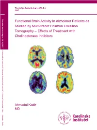 Functional Brain Activity in Alzheimer Patients As