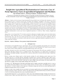 Insight Into Agricultural Mechanization in Cameroon