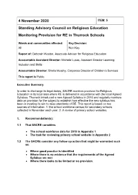 Monitoring Provision for RE in Thurrock Schools.Pdf