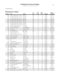 Reading Practice Quiz List Report Page 1 Accelerated Reader®: Friday, 03/04/11, 08:41 AM