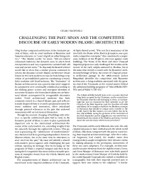 Sinan and the Competitive Discourse of Earlymodern Islamic Architecture