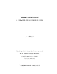THE GIANT-CON GOLD DEPOSIT: a ONCE-LINKED ARCHEAN LODE-GOLD SYSTEM James P. Siddorn a Thesis Submitted in Conformity with the R