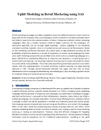 Uplift Modeling in Retail Marketing Using SAS