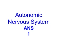 Autonomic Nervous System ANS 1 Introduction