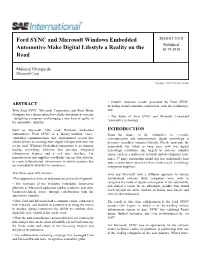 Ford SYNC and Microsoft Windows Embedded Automotive Make Digital