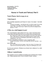 Humor in Torah and Talmud, Part 5