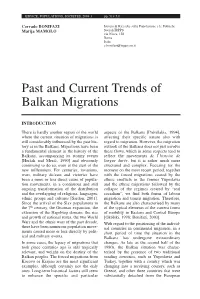 Past and Current Trends of Balkan Migrations