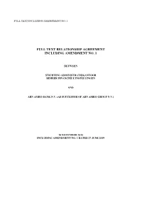 Relationship Agreement Including Amendment No
