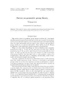 Survey on Geometric Group Theory