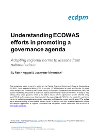 Understanding ECOWAS Efforts in Promoting a Governance Agenda