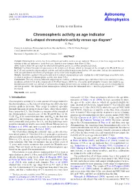 Chromospheric Activity As Age Indicator an L-Shaped Chromospheric-Activity Versus Age Diagram G