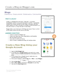 Create a Blog on Blogger.Com 1
