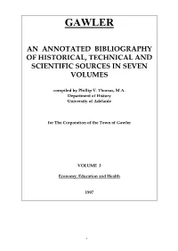 Gawler an Annotated Bibliography of Historical