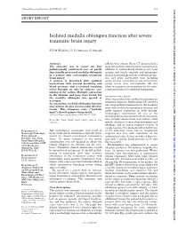 Isolated Medulla Oblongata Function After Severe Traumatic Brain Injury