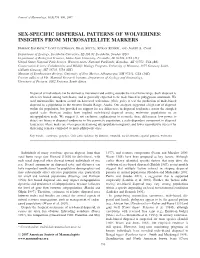 Sex-Specific Dispersal Patterns of Wolverines: Insights from Microsatellite Markers