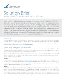 Solution Brief Recovering from Ransomware with Barracuda Backup
