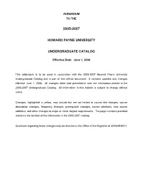 2006-2007 Catalog Addendum