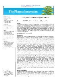 Analysis of Variability on Pulses in India