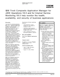 IBM Tivoli Composite Application Manager for J2EE Operations V6.0