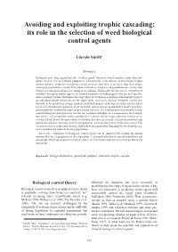 Its Role in the Selection of Weed Biological Control Agents