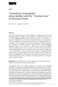 “Something Unspeakable”: James Baldwin and the “Closeted-Ness” of American Power