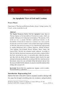 An Apophatic View of God and Creation