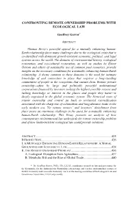 Confronting Remote Ownership Problems with Ecological Law