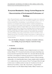 Ecosystem Biomimetics: Energy System Diagrams for Characterization of Environmental Performance of Buildings