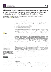 Interleukin-1 Induced Matrix Metalloproteinase Expression In