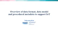 Overview of Data Format, Data Model and Procedural Metadata to Support Iot