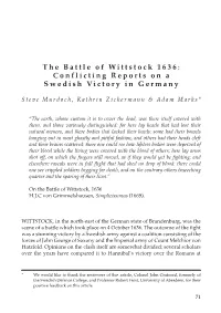 The Battle of Wittstock 1636: Conflicting Reports on a Swedish Victory in Germany