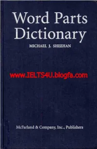 Word Parts Dictionary: Standard and Reverse Listings of Prefixes
