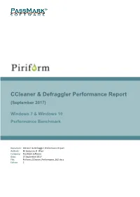 Ccleaner & Defraggler Performance Report