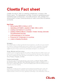 Cloetta Fact Sheet