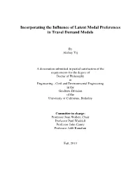 Incorporating the Influence of Latent Modal Preferences in Travel Demand Models